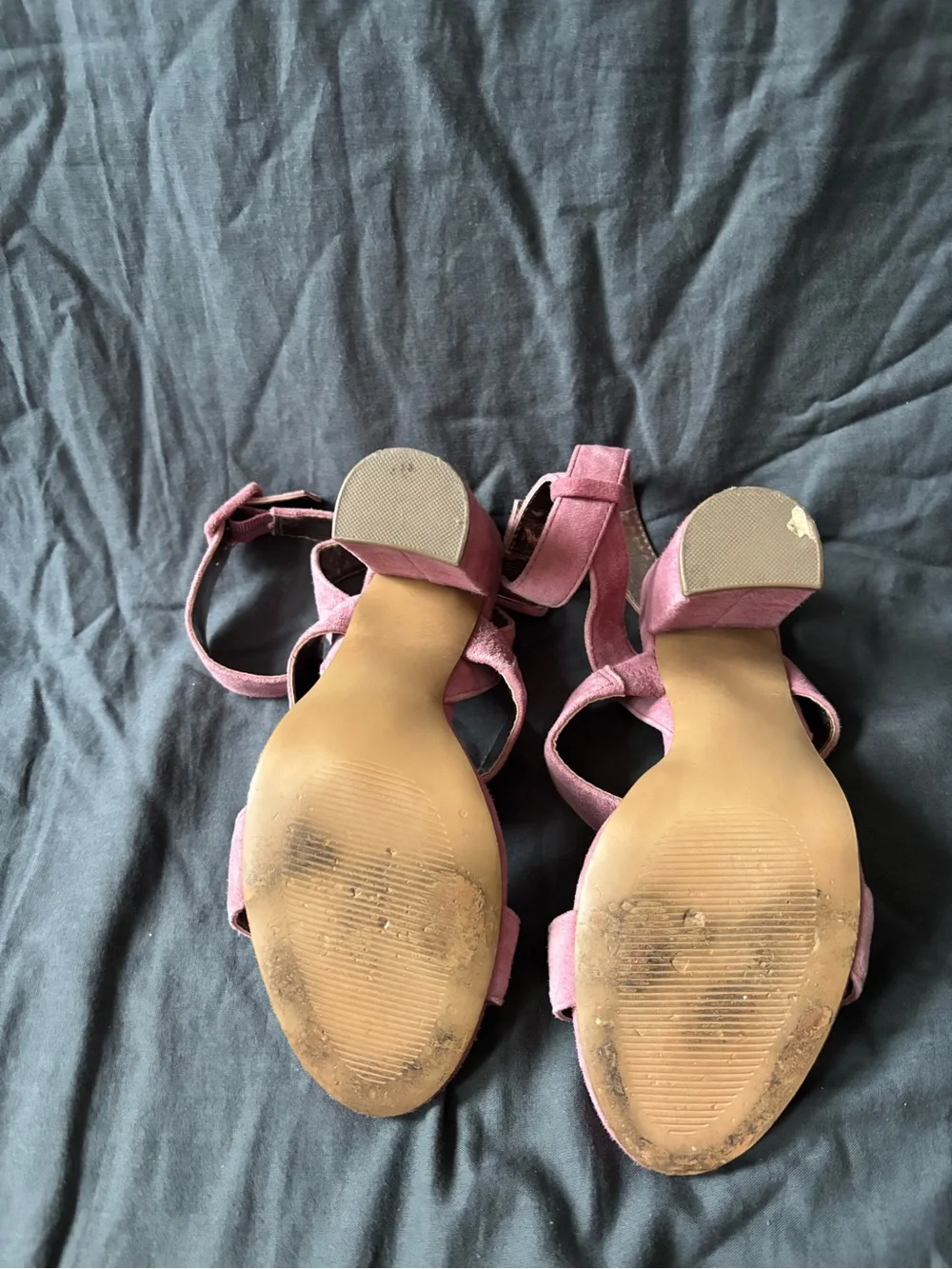 Steve Madden Women’s Suede Block Heel Sandals in Dusty Rose - Picture 4 of 7